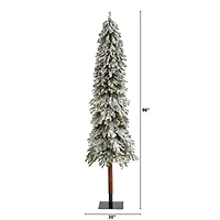 8ft. Pre-Lit Flocked Grand Alpine Artificial Christmas Tree, Clear LED Lights