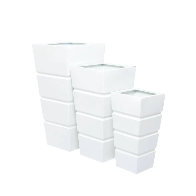 White Modern Planter, Set of 3" 13", 10", 15"