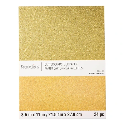 Gold Glitter 8.5" x 11" Cardstock Paper by Recollections™, 24 Sheets