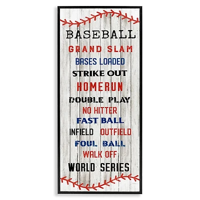 Stupell Industries Baseball Listed Phrases Sign Homerun Sports Strike Out Framed Giclee Art
