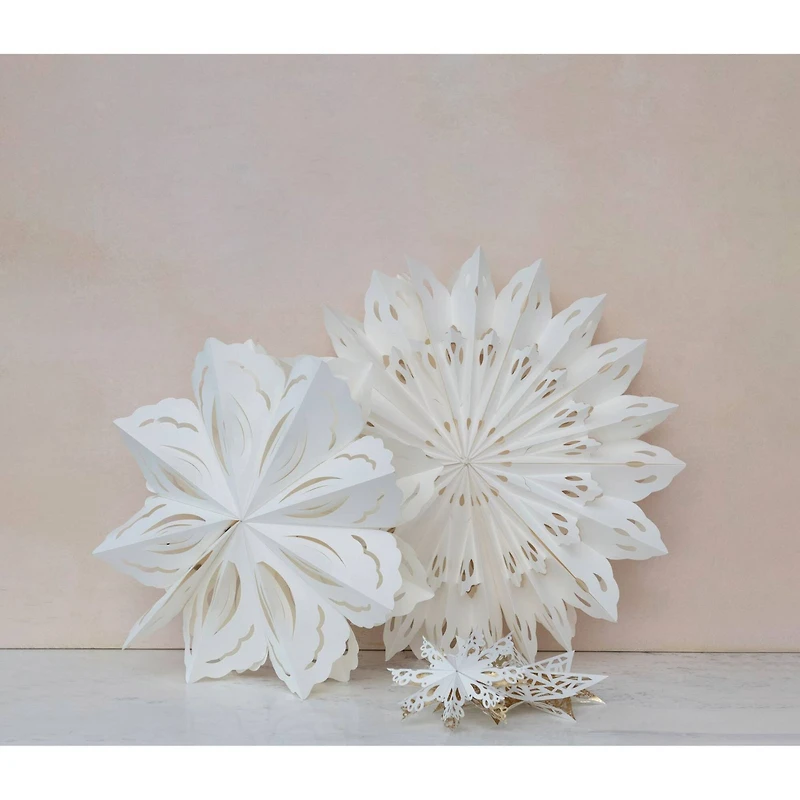 Hello Honey® 25" White Hanging Snowflake Paper Ornament