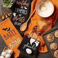 DII® Spooky Sayings Printed Halloween Happy Haunting Wicked Treats Dishtowels Set