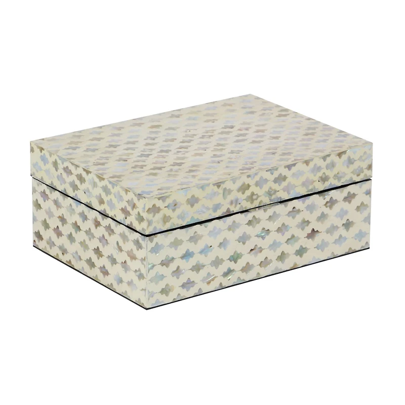 Coastal Rectangular White Wooden Zigzag Decorative Box Set