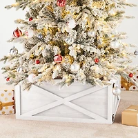 Glitzhome® 26" Washed White Wooden Tree Collar