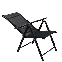 Black Steel & Mesh Foldable Reclining Patio Arm Chair