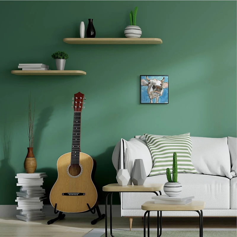 Stupell Industries Close Up White Cattle Farm Animal Portrait,12" x 12"