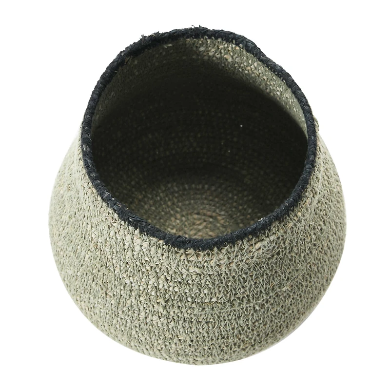 Hello Honey® 7" Gray & Black Hand-Woven Seagrass Basket