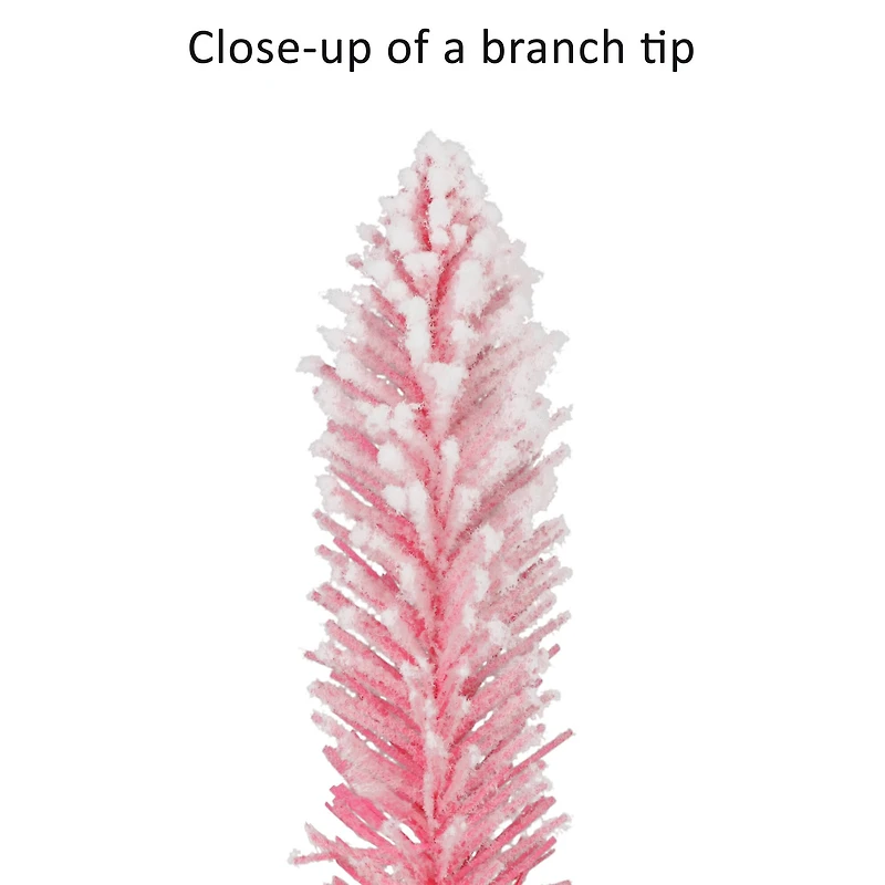 6ft. Pre-Lit Flocked Pink Artificial Alpine Pencil Christmas Tree, Clear Lights