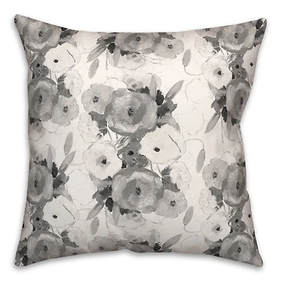 Grayscale Florals Throw Pillow 18" x 18"