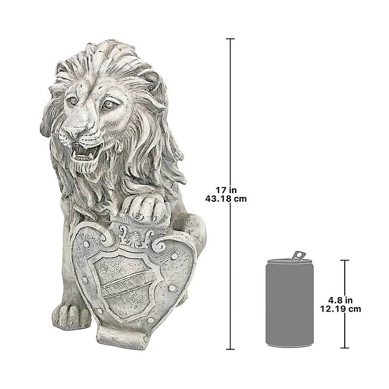 Design Toscano 17" Left Paw Up Roaring Beasts of Castello di Rocca Lion Sentinel Statue