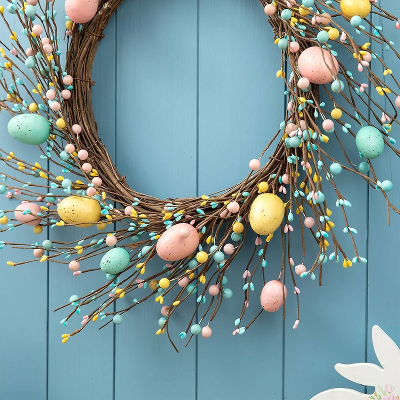 Glitzhome® 22" Pastel Easter Egg Wreath