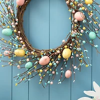 Glitzhome® 22" Pastel Easter Egg Wreath