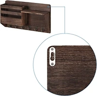NEX™ 16" Brown Wall-Mounted Mail & Key Holder Organizer with 6 Key Hooks