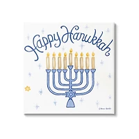 Stupell Industries Festive Happy Hanukkah Menorah Patterned Canvas Wall Art