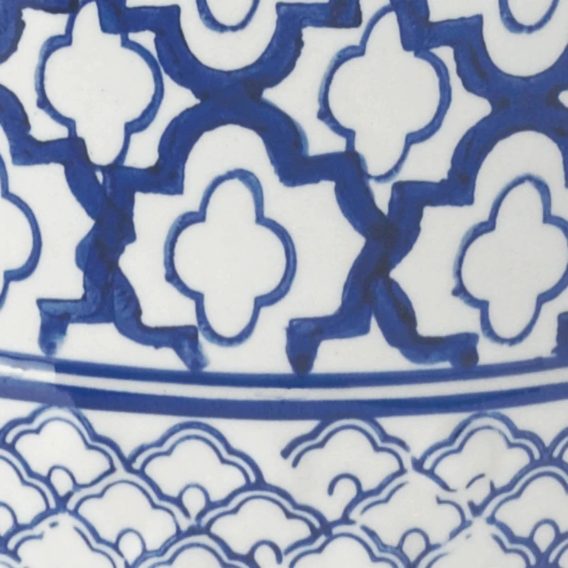 16.25" Blue & White Ceramic Decorative Stool