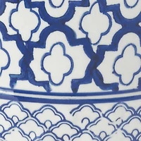 16.25" Blue & White Ceramic Decorative Stool