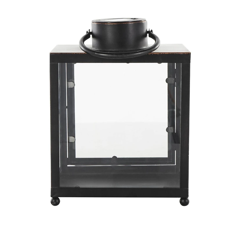 11" Black Metal Modern Candle Lantern