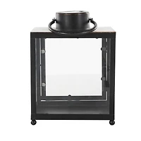 11" Black Metal Modern Candle Lantern