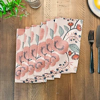 Pink Navy Floral 10" x 10" Cotton Twill Napkin