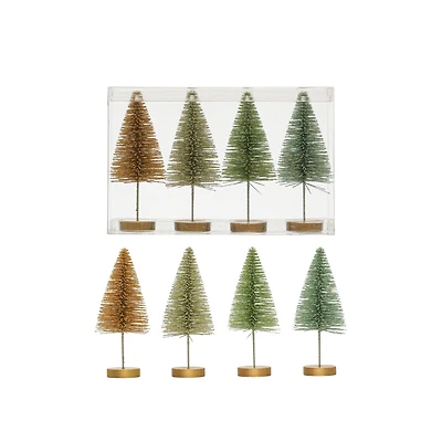 Hello Honey® 6" Metallic Plastic Bottle Brush Tree Set with Wood Bases