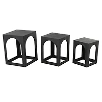 Metal Nested Accent Table with Small Arched Cutouts Set