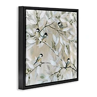 Stupell Industries Chickadee Birds on Branches Floater Framed Art