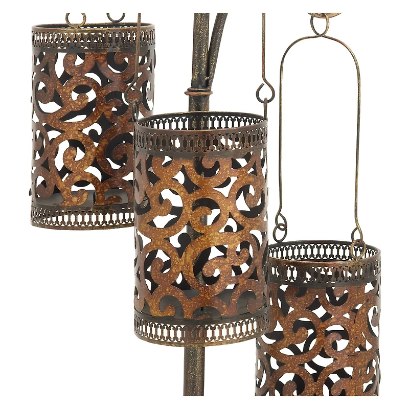 5.5ft. Brass Iron Eclectic Candle Holder Lantern
