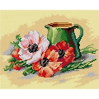 Orchidea Jug & Poppies Gobelin Halfstitch Canvas
