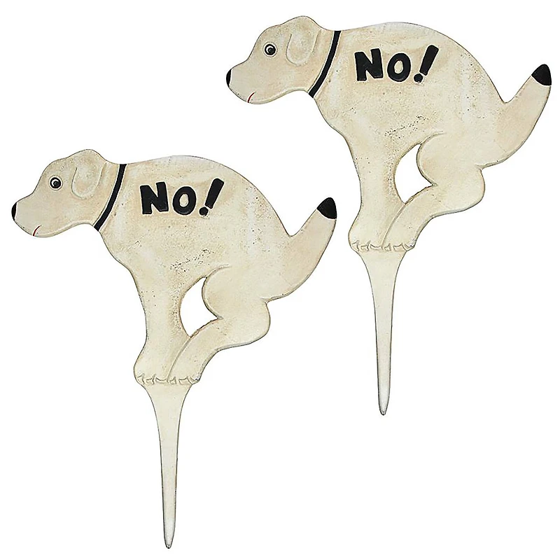 Design Toscano 20" No Pausing Pooch Dog Lawn Stake Signs, 2ct.