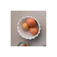 Hello Honey® 10" Blue, Green & Cream Stoneware Bowl with Scalloped Edge Set