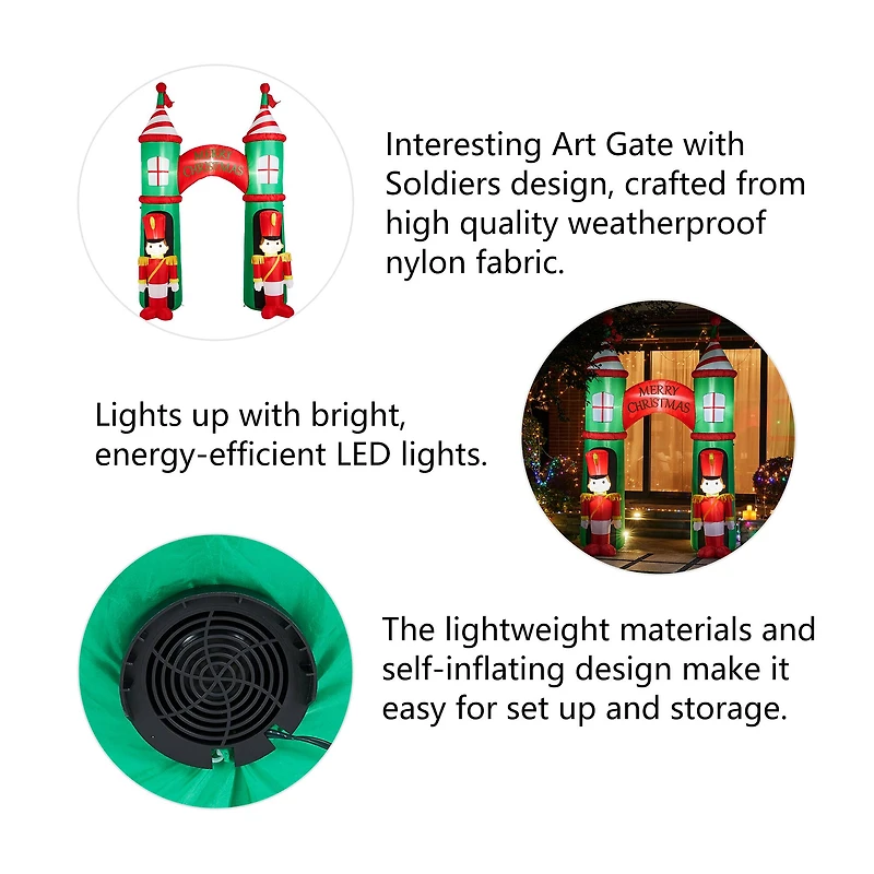 Glitzhome® 10ft. Inflatable Arch Gate & Guards With Lights