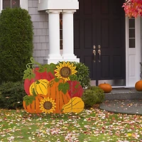 Glitzhome® 41.75" Fall Metal Pumpkin Patch Combo Yard Stake
