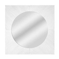 American Art Decor Carved Recollections Box Top Carved Mirror in Distressed White - 24" x 24"