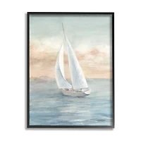 Stupell Industries Morning Sunrise Sailboat Soft Pink Contemporary Ocean Sky Framed Wall Art