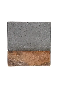 Hello Honey® Square Cement & Wood Coaster Set