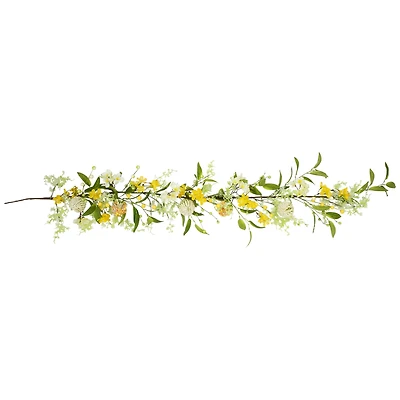 5ft. Yellow Berry & Thistle Floral Spring Garland