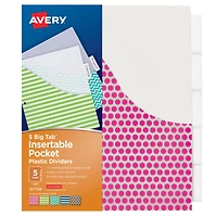 Avery® Big Tab™ Insertable Plastic Dividers with Pockets, 6 Packs of 5