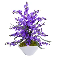 21" Dancing Lady Orchid Arrangement in White Vase