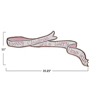 Hello Honey® 35.25" Wood Ribbon Merry Christmas & a Happy New Year Wall Décor