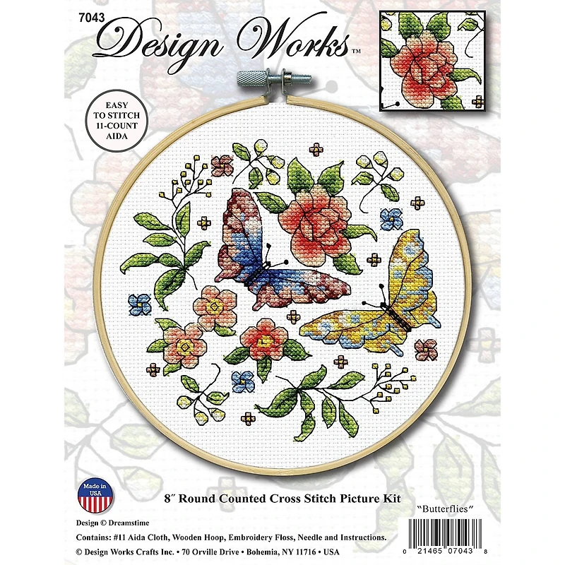 Design Works™ 8'' Round Butterfly Counted Cross Stitch Kit