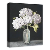 White Hydrangeas In A Vase 16" x 20" Canvas Wall Art