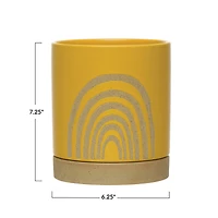 Hello Honey® 7.25" Yellow Stoneware Rainbow Planter & Saucer Set