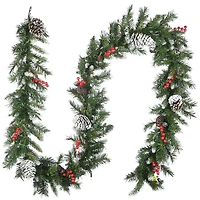 9' x 10" Pre-lit Frosted Berry Artificial Christmas Garland with 100 Clear Lights