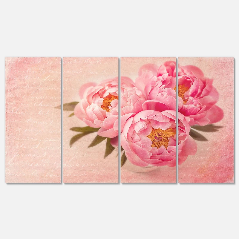 Designart - Peony Flowers against Scribbled Back