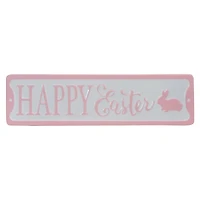 Pink & White Happy Easter Bunny Metal Wall Sign