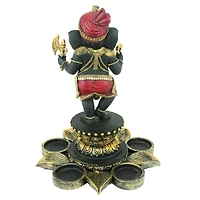 10" Standing Lord Ganesha on Lotus Flower Candle Holder Statue