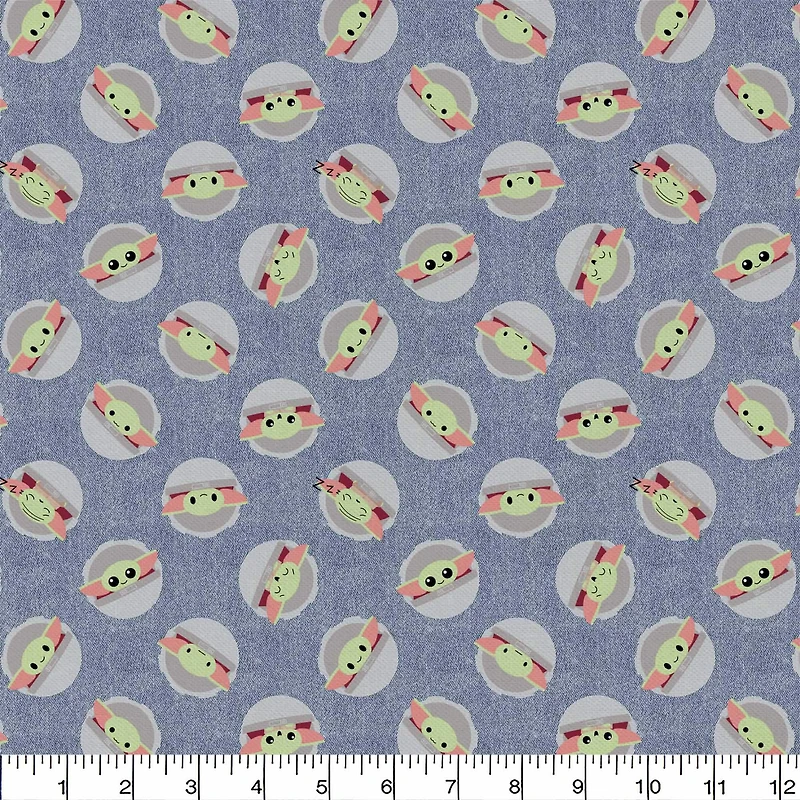 The Mandalorian The Child Toss in Denim Precut Cotton Fabric