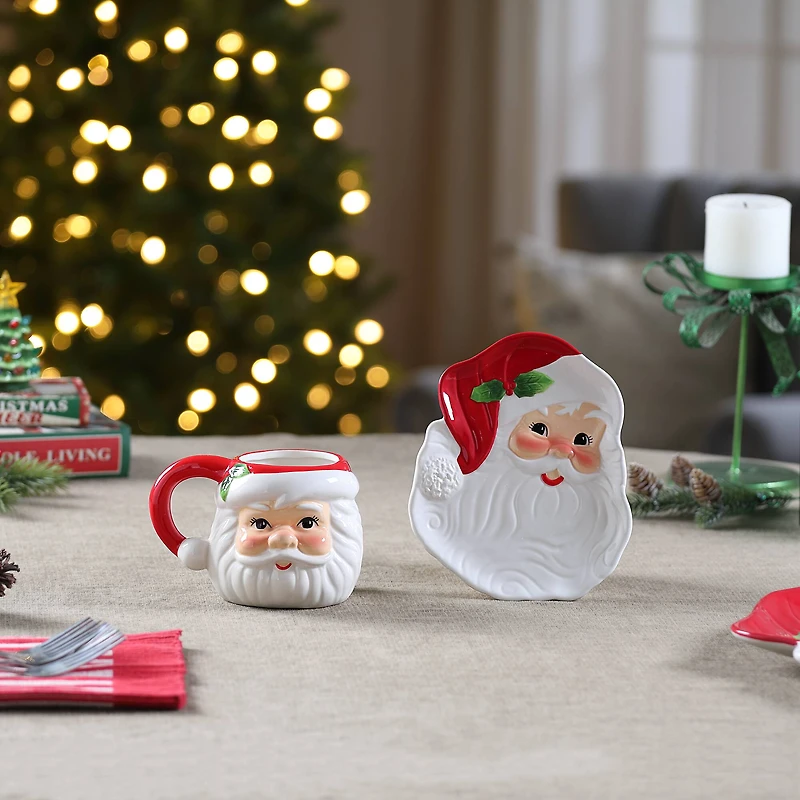 Mr. Christmas Santa Mugs & Plates Set