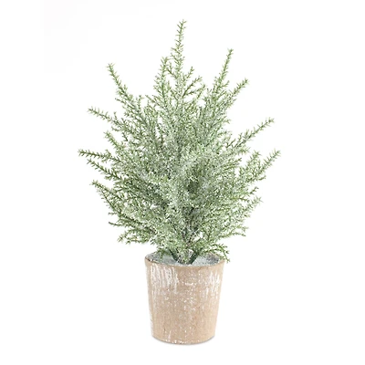 6 Pack 12" Unlit Icy Pine Artificial Potted Christmas Tree Set