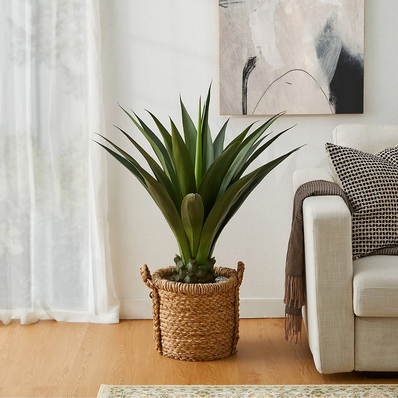 Glitzhome® 3.25ft. Potted Faux Agave Plant